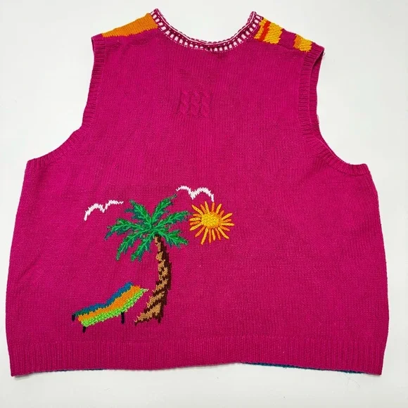 Vintage Texas Rodeo Hand Knit Marisa Christina Sweater Vest (1990s) 3X - Picture 6 of 11
